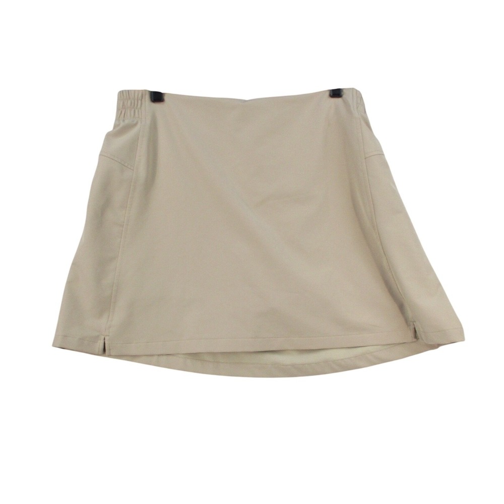 Tek Gear Womens XL Tan Beige Athletic Golf Tennis Skort Skirt‎ Zipper Pocket